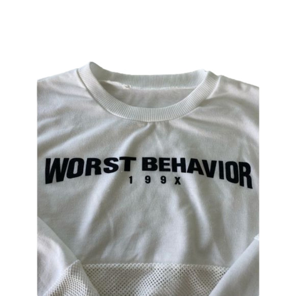 “worst Behavior” White Pullover Long sleeve Women’s Size XL - Picture 4 of 6